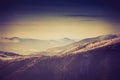 Landscape of amazing evening winter in mountains. Royalty Free Stock Photo