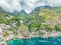 Landscape with amazing Marina di Praia beach at famous Amalfi coast, Italy Royalty Free Stock Photo