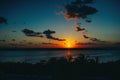 Landscape of amazing sunset, sunrise over the sea with dramatic sky clouds Royalty Free Stock Photo