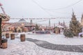 Landscape of amusement park in Christmas and snow at Moscow