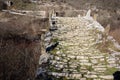 Landscape of Ancient Bridge of Missios in Vikos gorge and Pindus Mountains, Zagori, Epirus, Greece Royalty Free Stock Photo