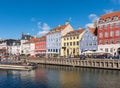 Landscape of the ancient port of Nyhavn in Copenhagen in Denmark Royalty Free Stock Photo