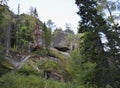 Landscape of ancient rocks and stones in the middle of the fores