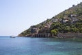 Landscape of ancient shipyard near of Kizil Kule tower in Alanya peninsula, Antalya district, Turkey, Asia. Famous tourist Royalty Free Stock Photo