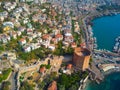 Landscape of ancient shipyard near of Kizil Kule tower in Alanya peninsula, Antalya district, Turkey, Asia. Famous tourist Royalty Free Stock Photo