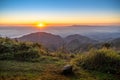 Landscape of Angkhang mountain in the sunrise Royalty Free Stock Photo