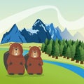Landscape with animals design, mountain icon, Colorfull illustr Royalty Free Stock Photo
