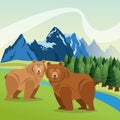 Landscape with animals design,mountain icon, Colorfull illustra Royalty Free Stock Photo