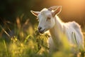 Landscape animals grass goat cute rural farming Royalty Free Stock Photo