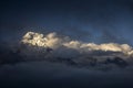 Landscape with Annapurna South peak view from Tadapani during trekking in Himalaya Mountains, Nepal Royalty Free Stock Photo