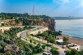 Landscape of Antalya coastline with road, beach and coastal cliffs