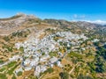 Landscape with Apeiranthos town, mountain village on the island of Naxos in Greece Royalty Free Stock Photo