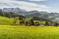 Landscape in the Appenzell Alps, view to the Alpstein mountains with Saentis, Switzerland