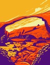 Landscape Arch Located In Arches National Park Utah United States  WPA Poster Art