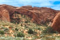 Landscape Arch, the longest of arches in Arches National Park, Utah, USA. Devil's Garden trail. Hiking in the Royalty Free Stock Photo