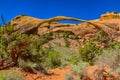 Landscape Arch is one of the major arches on the Devils Garden trail. Arches NP in Moab, Utah Royalty Free Stock Photo