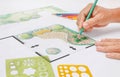 Landscape architect student learning design garden plan Royalty Free Stock Photo