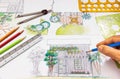 Landscape architect student learning garden plan design