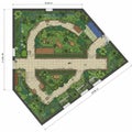 Landscape architectural plan featuring a trapezoidal garden Royalty Free Stock Photo
