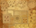 Landscape architectural project on vintage background Royalty Free Stock Photo