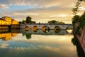 Landscape of architecture roman empire bridge of Tiberius, Ponte di Tiberio or Bridge of Augustus, Rimini, Italy