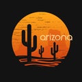 Landscape of Arizona state. T-shirt vector design.