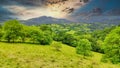 Landscape around Beloncio village and El Sueve Range in background, PiloÃÂ±a municipality, Asturias, Spain