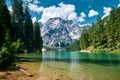 The landscape around Lake Braies or Pragser Wildsee, Italy