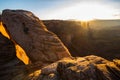 Landscape around the Mesa Arch at sunrise Royalty Free Stock Photo