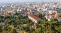 Landscape of Athens, Greece. Aerial panoramic view of Ancient Agora and Stoa of Attalos