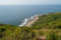 Landscape of Australian coastline with green rolling hills and blue ocean Royalty Free Stock Photo