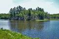 Landscape background of a beautiful forest island in the middle of a lake upper peninsula michigan Royalty Free Stock Photo