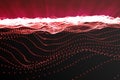 Landscape background. Cyberspace landscape grid. 3d technology. Abstract red landscape on black background with light Royalty Free Stock Photo