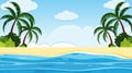 Landscape background design with ocean with trees on beach Royalty Free Stock Photo