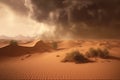 Landscape background of dramatic sand storm in desert Royalty Free Stock Photo