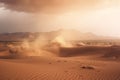 Landscape background of dramatic sand storm in desert Royalty Free Stock Photo