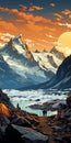 Retrosplenial Cortex Camping Poster: Majestic Mountains And Alpine Lake