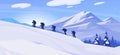 Landscape background with a group of mountaineers climbing a snowy mountain Royalty Free Stock Photo