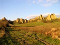 The landscape in the background of Leonardo da Vinci`s Mona Lisa: the Balze of Valdarno, Tuscany Royalty Free Stock Photo