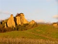 The landscape in the background of Leonardo da Vinci`s Mona Lisa: the Balze of Valdarno, Tuscany Royalty Free Stock Photo