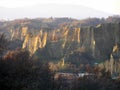 The landscape in the background of Leonardo da Vinci`s Mona Lisa: the Balze of Valdarno, Tuscany Royalty Free Stock Photo