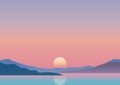 Landscape background with minimal sunset design Royalty Free Stock Photo