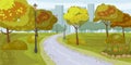 Landscape background. Public park in the city. Vector illustration. Isolated Royalty Free Stock Photo