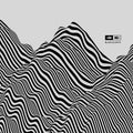 Landscape background. Terrain. Black and white background. Pattern with optical illusion. 3D Vector illustration