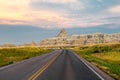 The landscape in Badlands national park in the evening during summer times , South Dakota, United States of America Royalty Free Stock Photo