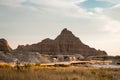 The landscape in Badlands national park in the evening during summer times , South Dakota, United States of America Royalty Free Stock Photo