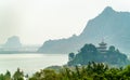 Landscape of the Bai Dinh temple complex at Trang An, Vietnam Royalty Free Stock Photo