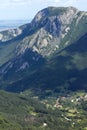 Landscape of Balkan Mountains with Vratsata pass, town of Vratsa and Village of Zgorigrad, Bulgaria Royalty Free Stock Photo