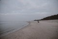 Landscape by the baltic sea on a calm gray cold day in Poland