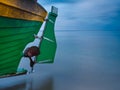 Landscape with Baltic Sea. Fishing boat on the beach. Tranquil evening landscape. Royalty Free Stock Photo